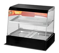 Food Display Cabinet Warmer, 500W Electric 2-Tier Countertop Heater, Temperature Range 30-80°C, Built-in Lighting