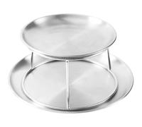 Food Display Stand 1 Set of 2 Tier Seafood Tower Set with Stainless Steel Trays and Stand Dinner Snack Dishes Cake Serving Tray for Deserts Wedding Party