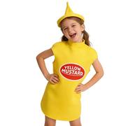 Food Dress Outfit - Funny Ketchup Inspired Suit, Mustard Costume Decor, Soft Polyester Clothing | School Events, Youth Activities, Carnival, Theatre, Role Play, Fancy Dress