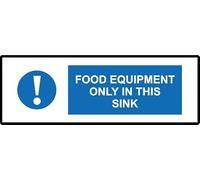Food Equipment Only in This Sink | 30cm x 10cm | Blue - Vinyl Sign for Commercial Kitchens, Restaurants, Cafeterias, Food Safety Compliance