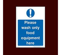 Food Equipment wash only Sticker/Self Adhesive Sign - Raw, Cooked, Preparation, Fish, Food, Wash Hands (FP21)