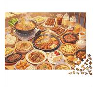 Food Feast 1000 Piece Jigsaw Puzzle Recycled Sumptuous Dinner Senior Puzzles Party Game Props Developing Boy & Girl‘s Intelligence Educational Fun 38x26cm/1000pcs