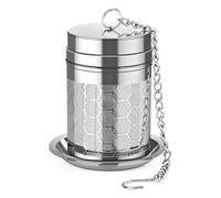 Food Filter 1pc Tea Infuser, Extra Fine Mesh Strainers for Loose, Stainless Steel Strainer with Extended Chain Hook Kitchen Sieve(with Dish)
