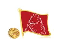 Food Fish Around Seafood Letters Golden Metal Flag Lapel Pin Badge