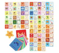 Food Flash Cards - 50 Double-Sided Educational Card for Kids | Visual Learning Game for Classroom Homeschool Preschool Activities Language Building Education, 4.72x5.12x0.98 inches