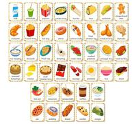 Food Flash Cards, Food Card Game, 48x Interactive Educational Flash Cards - Funny Early Learning Game, Home Supplies for Boys, Girls