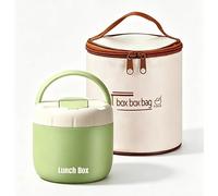 Food Flasks for Hot Food, 1.3L Stainless Steel Lunch Box, Insulated Wall Container with Insulation Bag and Folding Spoon, Thermal Food Flask Jar for Meals, Soup or Fruit, for Office Outdoor (green)