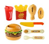 Food for Symbolic Play, 8 Pieces Fun Educational Realistic - Kitchen Burger Toy Food Set - For Role Play Education Development Fine Motor Skills Children Home And Is