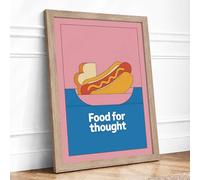 Food for Thought Modern Framed Wall Art Print A1 (84.1×59.4cm) Oak, Wall Decor for Living Room, Bedroom, Office & Home, Ready to Hang, Art Gift