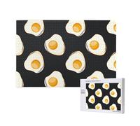 Food Fried Eggs Dark,1000 Pieces Wooden Jigsaw Family Game Jigsaw Puzzles for Adults Teens Home Decor