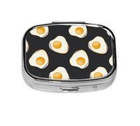 Food Fried Eggs Dark,Meta Pill Box 2 Compartment Medicine Case,Portable Organizer,Rectangle Meta Portable Organizer Pill Box 1469 Compartment Medicine Case