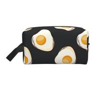 Food Fried Eggs DarkLarge Capacity Cosmetic Organizer,Travel Makeup Bag for Women