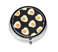 Food Fried Eggs DarkMeta Pill Box 3 Compartment Medicine Case,Portable Organizer
