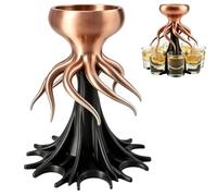Food Grade Eight-Shot Dispenser, 3D Printed Octopus 6or8 Shot Alcohol Dispenser, Fun Alcohol Shot Dispenser for Drink Cocktail Juice, Unique Fun Bar Accessories Drink Tool (# Gold, 6 Shot)