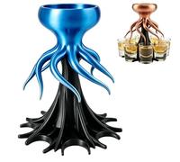 Food Grade Eight-Shot Dispenser, 3D Printed Octopus 6or8 Shot Alcohol Dispenser, Fun Alcohol Shot Dispenser for Drink Cocktail Juice, Unique Fun Bar Accessories Drink Tool (Blue, 6 Shot)