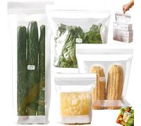 Food Grade Fresh-Keeping Bags, Reusable Freezer Bag with Label Zone, Fresh-Keeping Clear Plastic Sealed Packaging for Food Storage Bag (Combination-85 piece/4Box)