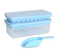 Food-Grade Silicone Ice Cube Tray with Lid and Storage Bin for Freezer, Easy-Release 2*36 Small Nugget Ice Tray with Spill-Proof Cover&Bucket, Flexible Ice Cube Molds with Ice Container, Scoop Cover