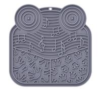 Food-Grade Silicone Pet Lick Mat with Suction Cups, Multi-Texture Slow Feeder for Dog Cat Anxiety Relief, 19×18.5cm, Easy Clean for Bath Grooming Wet Treats Grey