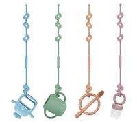 Food Grade Silicone Stretchable Toy Safety Straps for Stroller, High Chair, Hanging Baskets, Cribs, cups bottles and toys One-piece, durable silicone design (4 Pack)