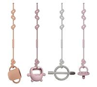 Food Grade Silicone Stretchable Toy Safety Straps for Stroller, High Chair, Hanging Baskets, Cribs, Cups Bottles and Toys One-Piece, Durable Silicone Design (4 Pack)