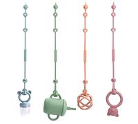Food Grade Silicone Stretchable Toy Safety Straps for Stroller, High Chair, Hanging Baskets, Cribs, Cups Bottles and Toys One-Piece, Durable Silicone Design (4 Pack)