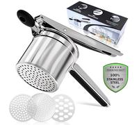 Food Grade Stainless Steel Potato Ricer with 3 Interchangeable Blades Potato Mashers with Silicone Handle,Potato Ricer Masher Multifunctional Blender for Mashed Potatoes,Purees,Fruits and Vegetables