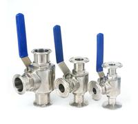 Food Grade Tri Clamp 1.5" 2" 2.5" Ferrule O/D 50.5/64/77.5mm L/T Port 304 Stainless Steel 3 Way Ball Valve(38x50.5mm 1.5 in. TC,L- Port)