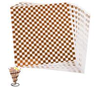 Food Grade Wrap Paper, 100 Sheets Greaseproof Paper Sheets, Oil-Proof Wrapping Wax Tissue, Waterproof Checkered Burger pad for Deli Sandwich Cakes Cheese(26x28cm Coffee)