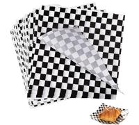 Food Grade Wrap Paper, Checkered Basket Liners Food Grade Greaseproof Papers Oil-Proof Wrapping Wax Wrap Paper for BBQ Sandwich Hamburgers 100PCS Black