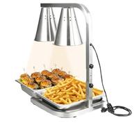 Food Heat Lamp, Adjustable Height Infrared Heating Lamp, 110V Stainless Steel Warmer for Buffet Bakery, Three Head Design