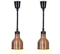 Food Heat Lamp, Commercial Grade Food Warmer, Retractable Hanging Food Heat Lamps with 250W Bulb for Restaurant Buffet Home, Red Bronze(Color:19cm,Size:2pcs)