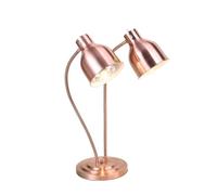 Food Heat Lamp, Food Warmer with Dual 250W Bulbs, Food Heated Warming Lamp, 360° Adjustable, Rapid-Heating, Free Standing Commerical Food Warmer (Double Head)(Rose Gold)