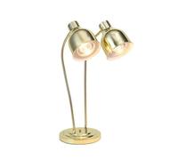 Food Heat Lamp, Food Warmer with Dual 250W Bulbs, Food Heated Warming Lamp, 360° Adjustable, Rapid-Heating, Free Standing Commerical Food Warmer (Double Head)(Gold)