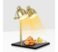 Food Heat Lamp, Warmer Light Lamp for Buffet Food Service, 500W Commercial Food Warmer Lamp, Marble Base, Rapid & Stable Heating, for Kitchen Restaurant (Double Head)(B)