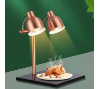 Food Heat Lamp, Warmer Light Lamp for Buffet Food Service, 500W Commercial Food Warmer Lamp, Marble Base, Rapid & Stable Heating, for Kitchen Restaurant (Double Head)(A)