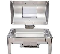 Food Heater - Hot Pot Buffet Set. Roll Top Stainless Steel, Circular Setting with Food Pot, Water Pot and Fuel Holder for Weddings, Parties, Banquets, Catering Events(Size:9L,Color:Silver)