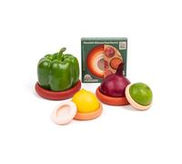 Food Huggers 5pc Reusable Silicone Food Savers | BPA Free & Dishwasher Safe | Fruit & Vegetable Produce Storage for Onion, Tomato, Lemon, Banana, Cans & More | Round, Terracotta
