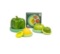 Food Huggers 5pc Reusable Silicone Food Savers | BPA Free | Plastic Free Food Storage | Dishwasher Safe | Fruit & Vegetable Produce Storage for Onion, Tomato, Lemon, Banana & Cans | Round, Sage Green