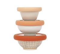 Food Huggers Replacement Lids for Glass Storage Containers Silicone & Glass Lids that Don’t Crack | Fits Most Round Container Brands & Bowls | 100% Plastic Free | 3 Lid Set (XS,S,M), Terracotta