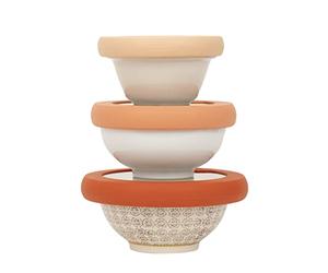 Food Huggers Replacement Lids for Glass Storage Containers Silicone & Glass Lids that Don’t Crack | Fits Most Round Container Brands & Bowls | 100% Plastic Free | 3 Lid Set (XS,S,M), Terracotta