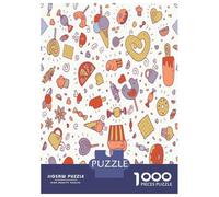 Food Illustration Jigsaw Puzzle for Adults 1000 Piece Jigsaw Puzzle Dessert Elements Puzzle Game for Family Relaxation 38x26cm/1000pcs
