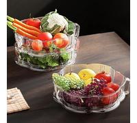 Food insulation cover foldable multi layer transparent dustproof plastic cover for kitchen use suitable for fruits vegetables and prepared meals (Two layer)