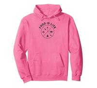 Food is Life: Culinary Wellness Lifestyle Pullover Hoodie, Adult Unisex, Bright Pink, L