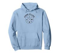 Food is Life: Culinary Wellness Lifestyle Pullover Hoodie, Adult Unisex, Dusty Blue, M
