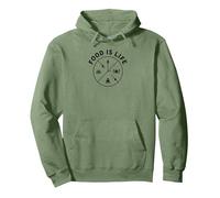 Food is Life: Culinary Wellness Lifestyle Pullover Hoodie, Adult Unisex, Sage Green, XL