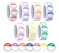 Food Labels 7 Day of The Week - 3500 Self Adhesive Removable Peel Tab Stickers - Circular Full Week Dots for Commercial Kitchens Food Hygiene