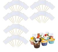 Food Labels for Buffet, 112 Pcs Party Food Labels, Blank Toothpick Flags Cocktail Sticks Food Flags for Buffets to Write It On, Cupcake Toppers Cheese Labels(White)