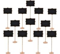 Food Labels for Buffet, 12 Pcs Mini Chalkboard Signs, with Wooden Base Message Tabletop Board, Store with for School Wedding Birthday Bar and Party Event Decoration
