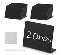 Food Labels for Buffet - 20-Pcs Mini Chalkboard Signs Set with Cloth, 3.9x2.95 Inch L-Shaped PVC Mini Chalk Boards, Reusable Display for Restaurants, Classroom, Weddings & Birthday Events