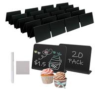 Food Labels for Buffet, Mini Chalk Boards for Restaurants,20-Pcs Mini Chalkboard Signs Set with Marker & Cloth, 3.9 x 2.95 Inch L-Shaped PVC Display Boards for Office, Classroom & Events